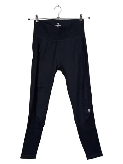OCEANSAPART Damen Sport Leggings Schwarz Gr. L Rippstrick Logo Polyamid