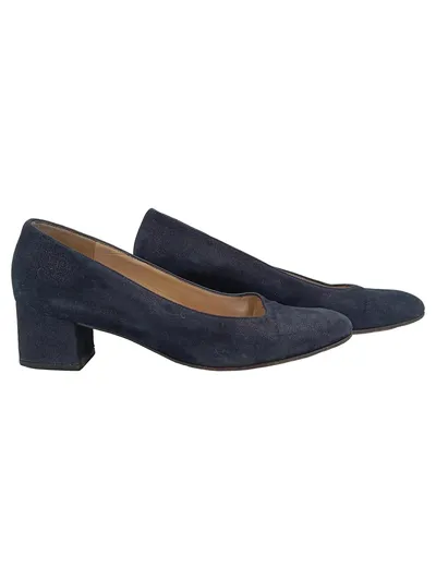K+S Shoes Damen Pumps Blau Wildleder Blockabsatz Gr. 39 Klassisch