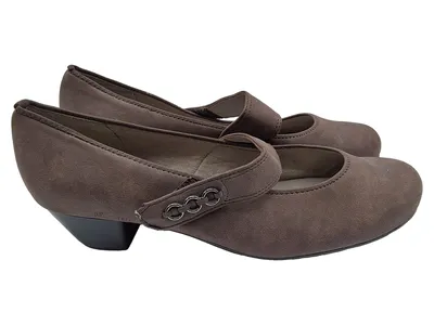 Jenny Damen Pumps Mary Jane Riemchen Braun Gr. 39 Blockabsatz Komfort