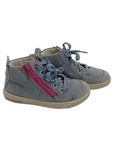 Superfit Kinder Sneaker Gr. 27 Grau Pink Wildleder Reißverschluss
