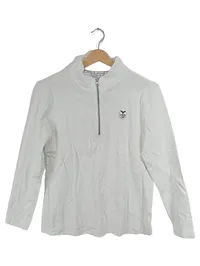 DELMAO Damen Langarmshirt Stehkragen Reißverschluss Weiß Gr. L 1