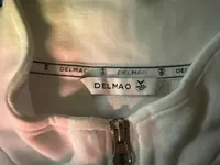 DELMAO Damen Langarmshirt Stehkragen Reißverschluss Weiß Gr. L 3