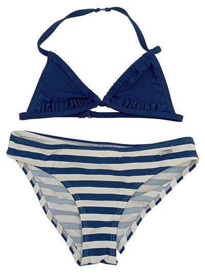 Buffalo Bikini Mädchen 134/140 Blau Weiß Gestreift Neckholder Maritim