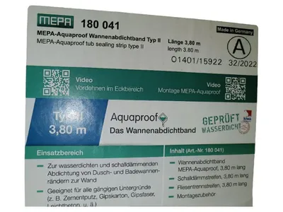 MEPA Aquaproof Wannenabdichtband Typ II 3,80m wasserdicht NEU