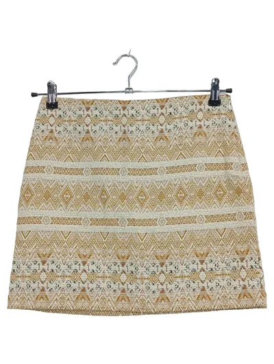 Etam Damen Minirock Gr. 36 Beige Ethno Muster Bohemian Jacquard