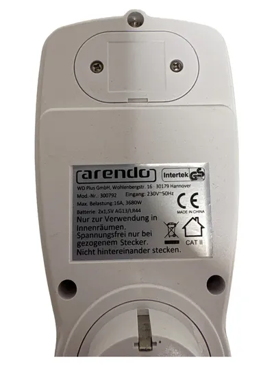 Arendo 300792 Multimeter Stromkostenmessgerät Verbrauchszähler 230V Weiß
