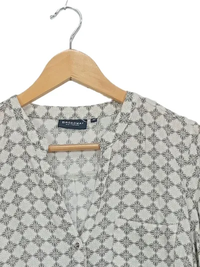 Broadway NYC Fashion Damen Bluse Gr. M Viskose Beige Muster