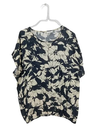 Kaffe Damen T-Shirt Blumenmuster Gr. 36/S Schwarz Beige Viskose