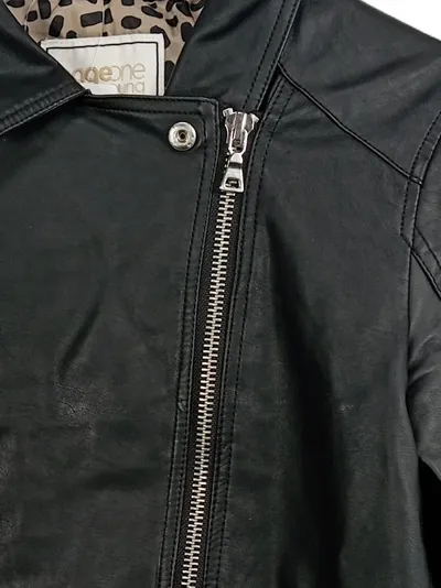 pageone young Bikerjacke Kunstleder Mädchen Gr. 158/164 Schwarz
