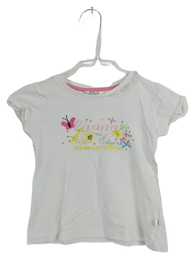 KANZ Mädchen T-Shirt Gr. 104 Weiß Schmetterling Blumen Sommer