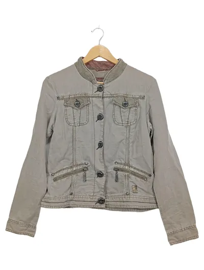 S'QUESTO Damen Leichte Jacke Gr. 36 Beige Leinen Baumwolle Casual