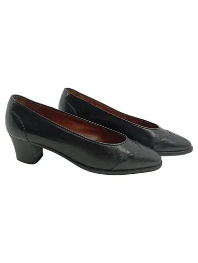 Bruno Magli Damen Leder Pumps Klassisch Business Schwarz Gr. 35 Slip-On