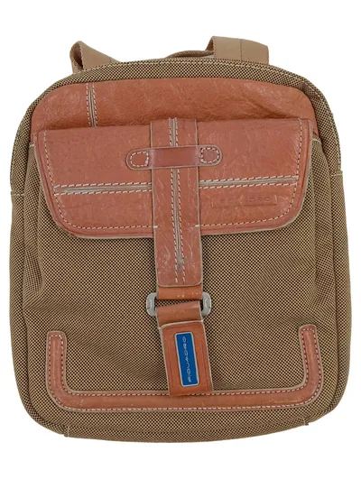 Piquadro Umhängetasche Herren Leder Beige Braun Crossbody Bag Casual