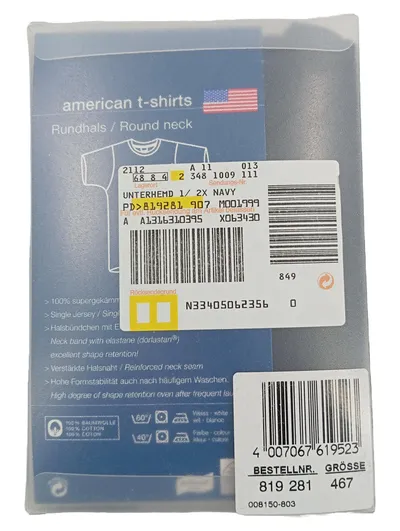 Schiesser American T-Shirts Unterhemd Herren XL Navy Blau Baumwolle Rundhals