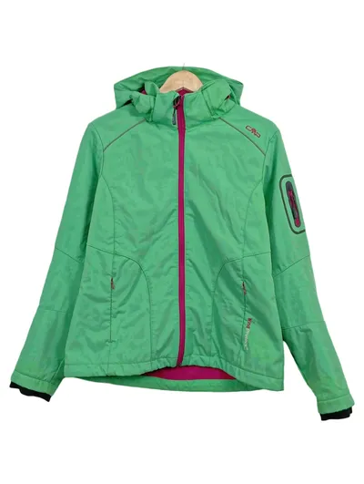 CMP Damen Softshelljacke Wind Protect Gr. 40 L Grün Sportlich Kapuze Outdoor