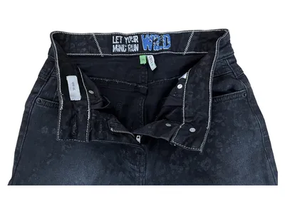 CECIL Damen High Waist Jeans W25 Leopard Muster Schwarz Skinny Denim
