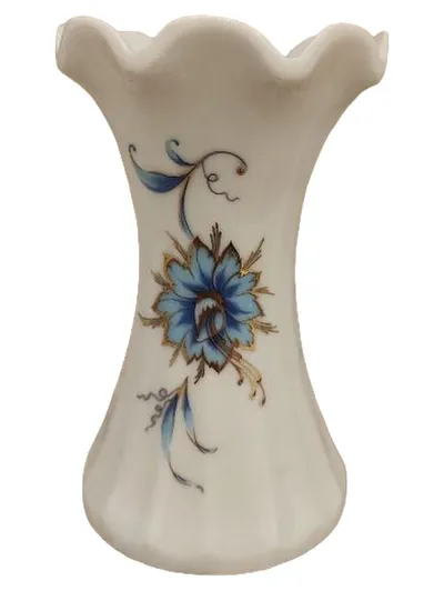 Wunsiedel Bavaria Porzellan Vase Blumenmuster Blau Gold 11cm Deutschland