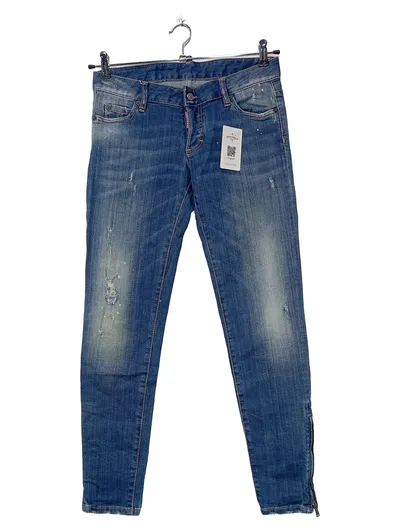 Dsquared2 Damen Slim Fit Jeans Destroyed Look Blau Gr. 42 W33