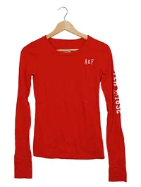 Abercrombie & Fitch Damen Langarmshirt Gr. S Rot Baumwolle Logo A&F 2
