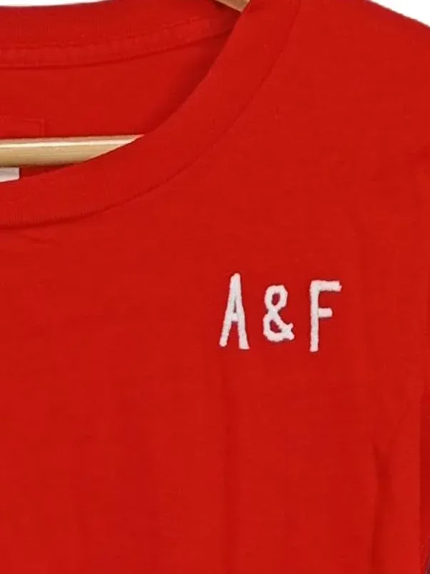 Abercrombie & Fitch Damen Langarmshirt Gr. S Rot Baumwolle Logo A&F 3