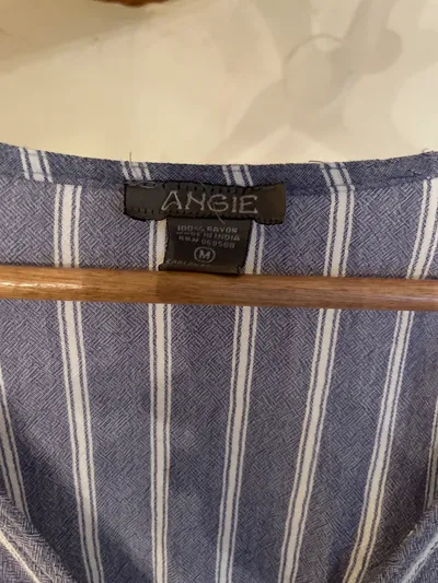 Angie Damen Blusenkleid Gr. M Blau Weiß Gestreift Knopfleiste Viskose