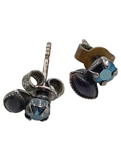 Konplott Ohrstecker Blatt Applikation Vintage Blau Damen 1.5cm