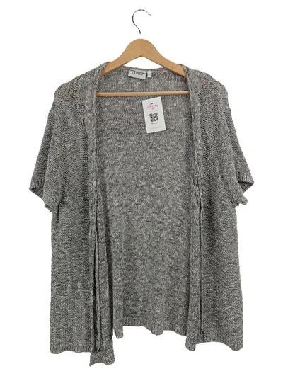 CANDA Damen Strickjacke Kurzarm Cardigan Meliert Grau Gr. XL
