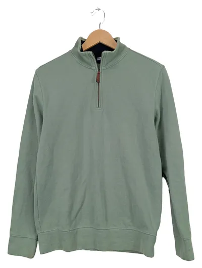 Lands' End Herren Pullover Gr. S Troyer Stehkragen Grün Baumwolle