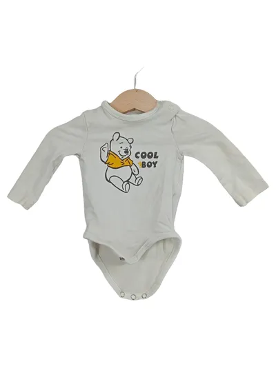 Disney Baby Body Langarm Gr. 56 Weiß Baumwolle Tiermotiv Jungen