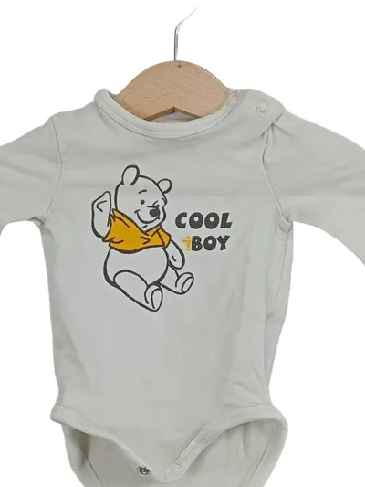 Disney Baby Body Langarm Gr. 56 Weiß Baumwolle Tiermotiv Jungen