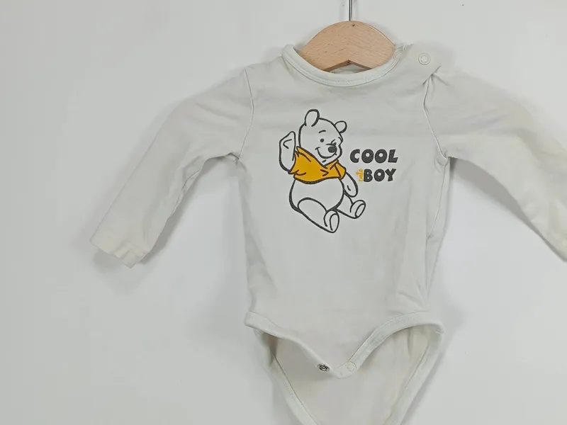 Disney Baby Body Langarm Gr. 56 Weiß Baumwolle Tiermotiv Jungen 3