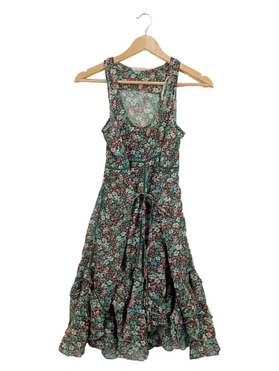 Khujo Damen Sommerkleid Blumenmuster Gr. S Boho Rüschen Mehrfarbig