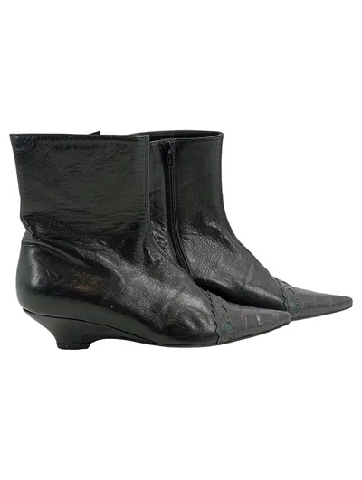 Lario 1898 Damen Stiefelette Leder Schwarz Gr. 37 Keilabsatz Elegant