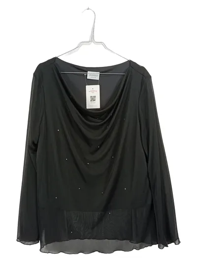 CANDA C&A Damen Bluse Gr. 46 Schwarz Strass Elegant Langarm