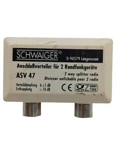 Schwaiger ASV 47 Antennenverteiler 2-fach Rundfunk Splitter Beige