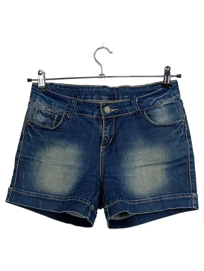CRAZY WORLD Damen Jeans Shorts Gr. 40 Blau Denim Used Look