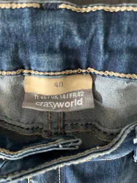 CRAZY WORLD Damen Jeans Shorts Gr. 40 Blau Denim Used Look 5