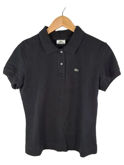 Lacoste Poloshirt Damen Gr. 46 Schwarz Kurzarm Piqué Classic Fit