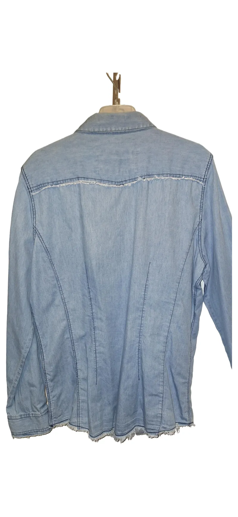 Emily van den Bergh Damen Jeanshemd Hemdbluse Gr. 42 Blau Baumwolle 2