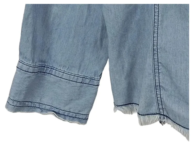 Emily van den Bergh Damen Jeanshemd Hemdbluse Gr. 42 Blau Baumwolle 5