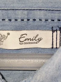 Emily van den Bergh Damen Jeanshemd Hemdbluse Gr. 42 Blau Baumwolle 6