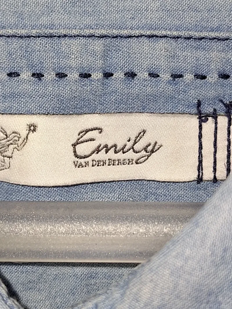 Emily van den Bergh Damen Jeanshemd Hemdbluse Gr. 42 Blau Baumwolle 6