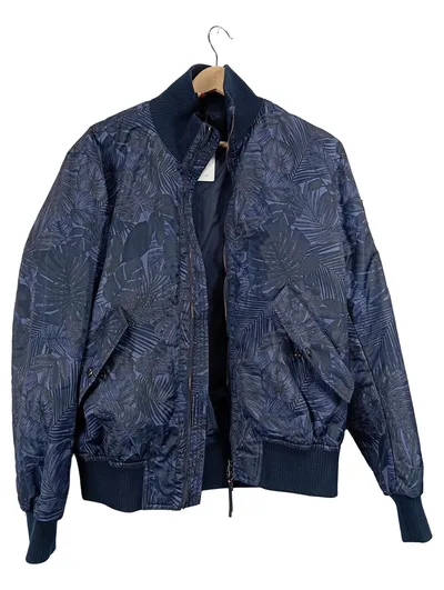 Tommy Hilfiger Tailored Bomberjacke Herren S Blau Blättermuster