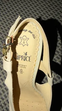 Caprice Slingback Peeptoe Sandaletten Leder Raffungen Beige Gr. 39 2