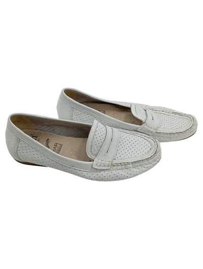 Caprice Loafer Slipper Damen Leder Lochmuster Weiß Gr. 39 Klassisch Alltag