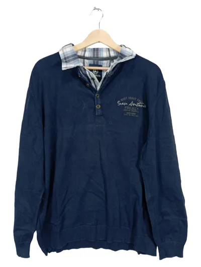 LERROS Herren Pullover Troyer Blau Gr. XXL Baumwolle Hemdkragen