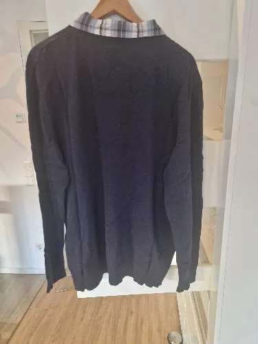 LERROS Herren Pullover Troyer Blau Gr. XXL Baumwolle Hemdkragen