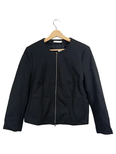 BOSS Hugo Boss Damen Sweatjacke Gr. 42 Schwarz Reißverschluss Business