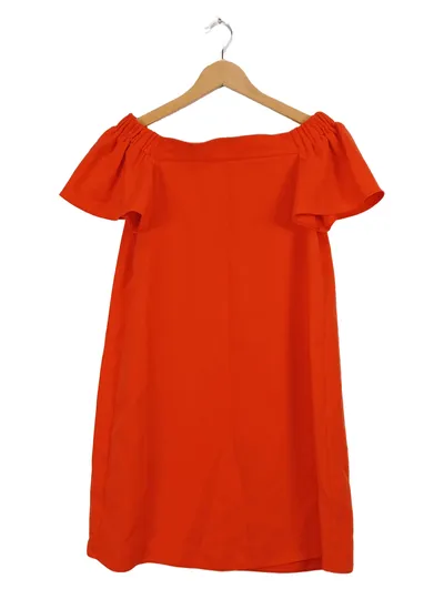 Topshop Off-Shoulder Sommerkleid Damen Gr. 34/XS Orange Rüschen
