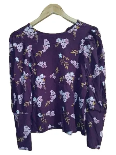 VERO MODA Damen Langarmshirt Blumenmuster Lila Gr. M Puffärmel